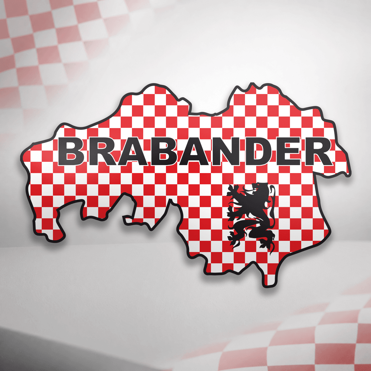 Brabander sticker met rood-witte Brabantse vlag en Brabantse leeuw