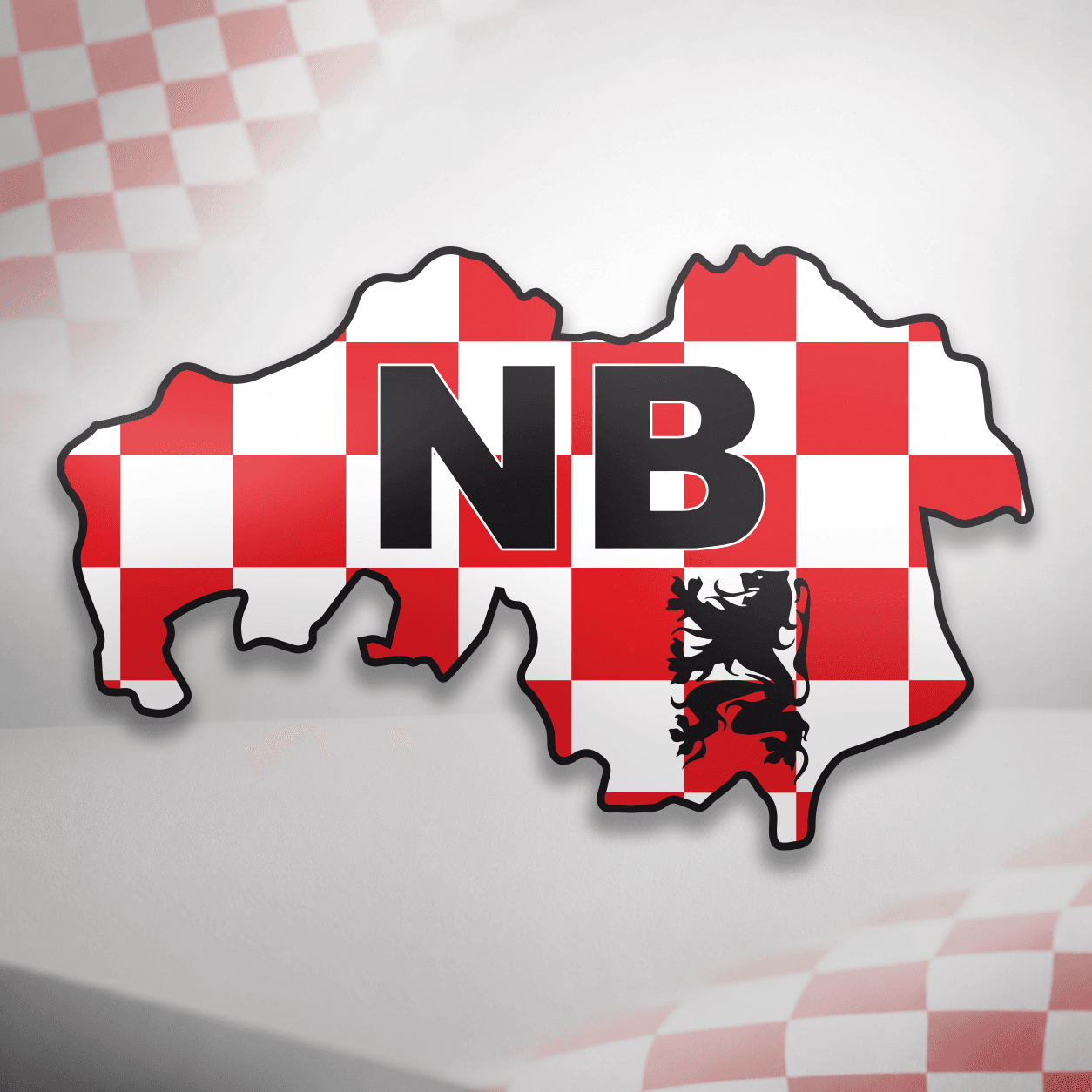 NB Provincievlag contour sticker met rood-witte Brabantse vlag