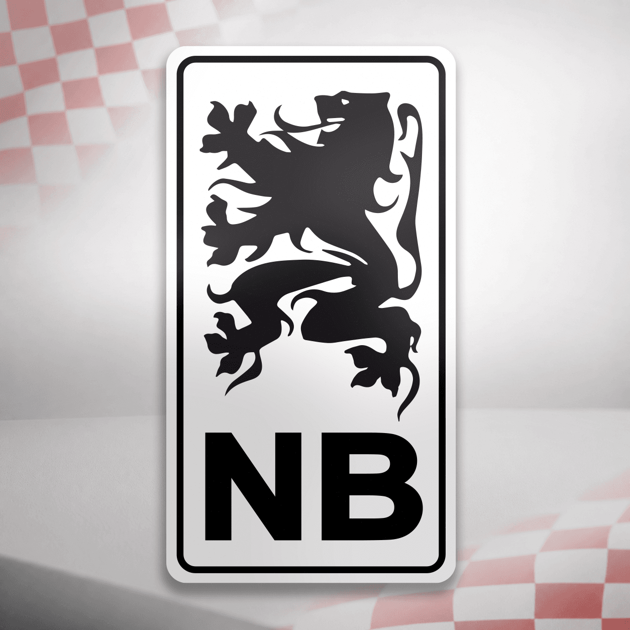 NB rechthoek sticker met zwarte Brabantse leeuw