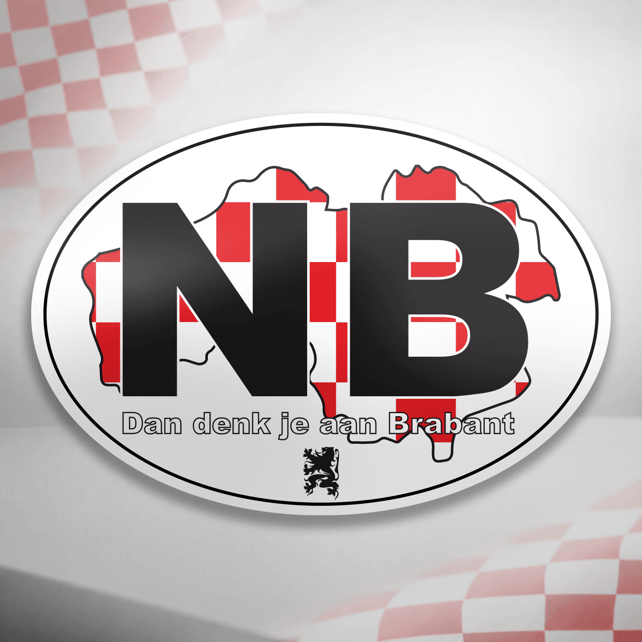 NB ovaal provincievlag sticker met rood-witte Brabantse vlag